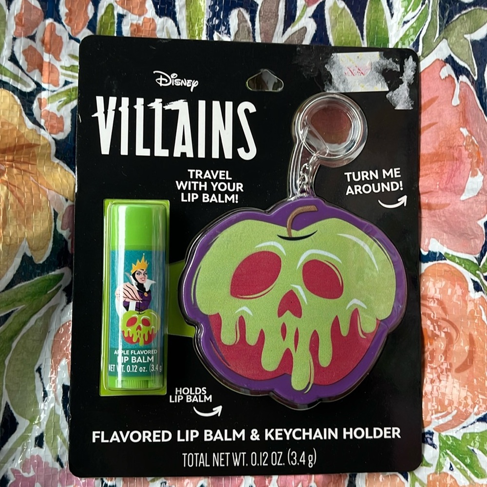 Disney Villains Evil Queen Apple Lip Balm & Keychain Holder New